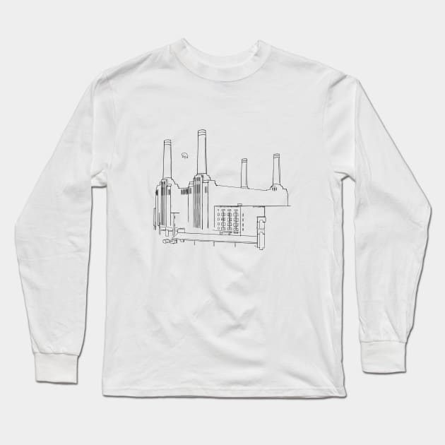 New Pink Floyd Animals Minimalistic Black on White Long Sleeve T-Shirt by Irla